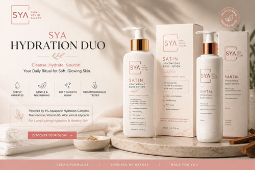 SYA Hydration Duo with Santal Hydrating Body Wash and Satin Lightweight Body Lotion